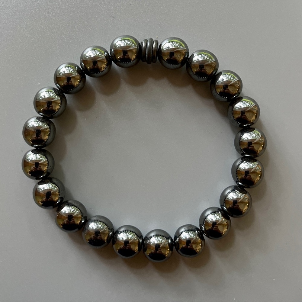 Black Hematite Handcrafted Bead Bracelet - Picture 6 of 7